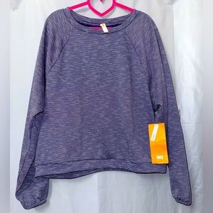 NWT Lucy Pure Indigo Striped Top With Inner Fleece Size XL